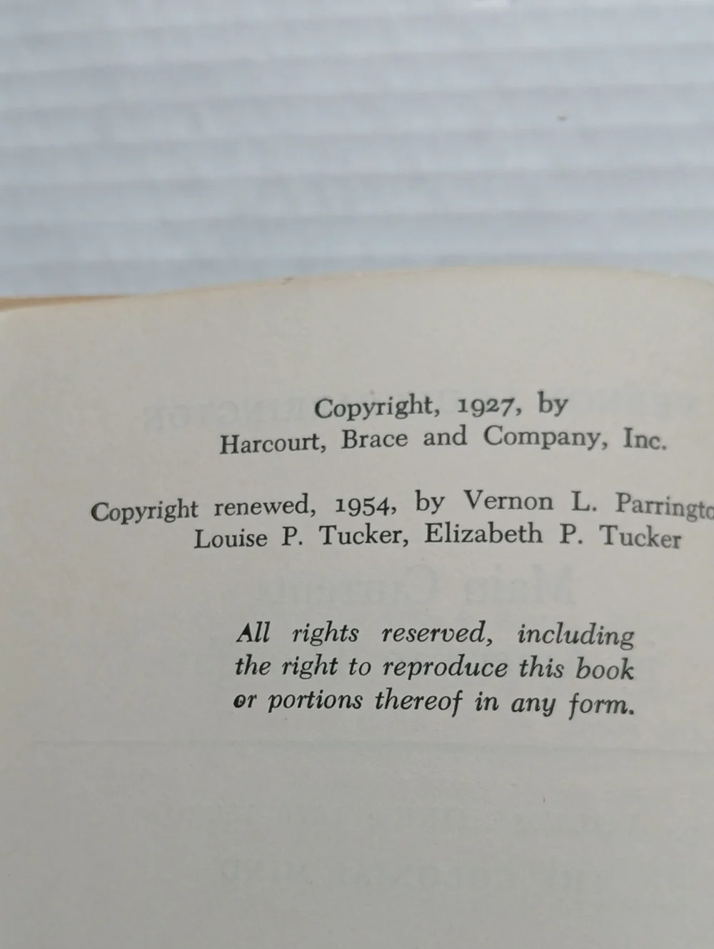 Vernon L. Parrington The Colonial Mind Paperback Vol. I Harcott Bruce & Co.